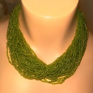 Vintage Peridot 20 Strand Beaded Necklace